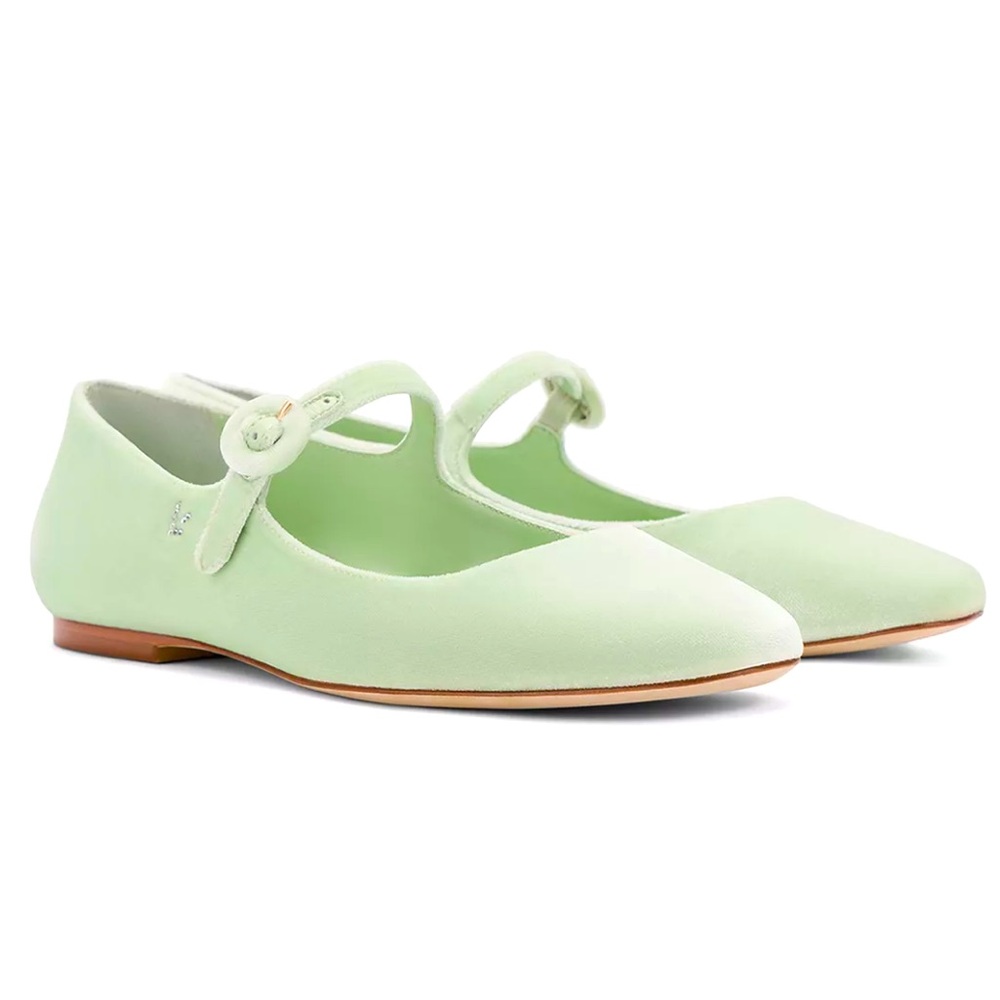 NEW Larroudé Blair Mary Jane Ballet Flats in Mint Velvet